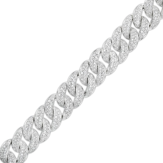 Previously Owned - 2 CT. T.w. Diamond Cuban Curb Chain Bracelet in Sterling Silver - 8.5"