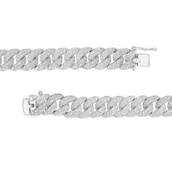 Previously Owned - 2 CT. T.w. Diamond Cuban Curb Chain Bracelet in Sterling Silver - 8.5"