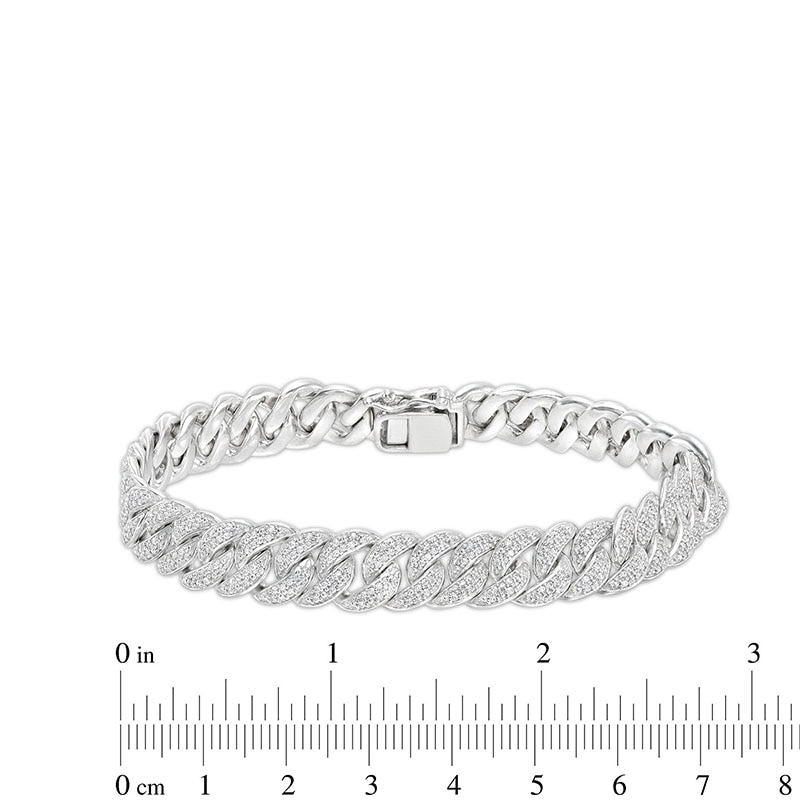 Main Image 4 of Previously Owned - 2 CT. T.W. Diamond Cuban Curb Chain Bracelet in Sterling Silver - 8.5"
