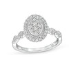 Thumbnail Image 1 of Previously Owned - 1/2 CT. T.W. Oval Multi-Diamond Frame Twist Shank Engagement Ring in 10K White Gold