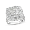 Thumbnail Image 1 of Previously Owned - 4 CT. T.W. Princess Multi-Diamond Raised Multi-Row Engagement Ring in 10K White Gold