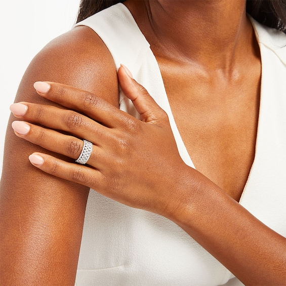 Previously Owned - 1/4 CT. T.w. Diamond Edge Multi-Row Band in 10K White Gold