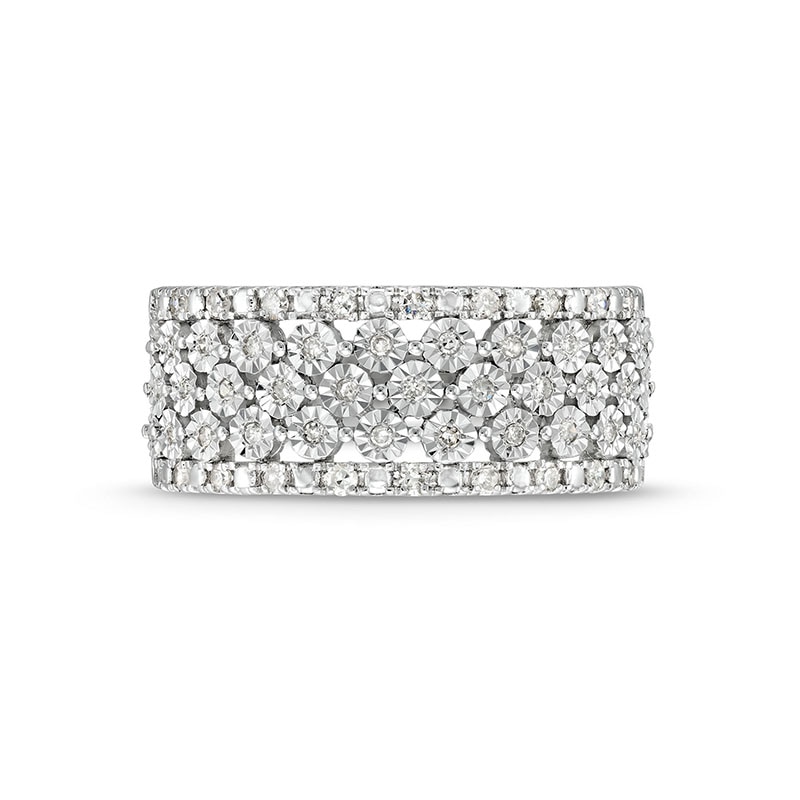 Main Image 4 of Previously Owned - 1/4 CT. T.W. Diamond Edge Multi-Row Band in 10K White Gold