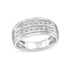 Thumbnail Image 1 of Previously Owned - 1/5 CT. T.W. Diamond Double Row Wedding Band in 10K White Gold