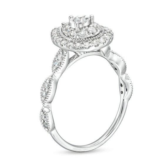 Previously Owned - 1/2 CT. T.w. Pear Multi-Diamond Teardrop Frame Ring in 10K White Gold