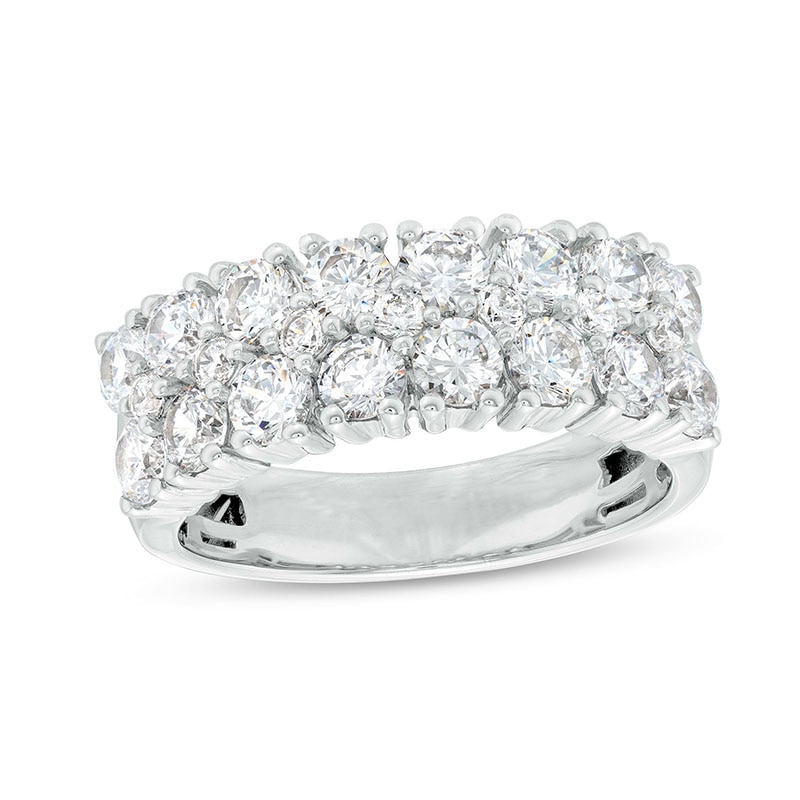 Main Image 1 of Previously Owned - 3 CT. T.W. Diamond Double Row Wedding Band in 10K White Gold