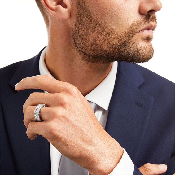 Previously Owned - 3 CT. T.w. Diamond Double Row Wedding Band in 10K White Gold