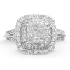 Thumbnail Image 4 of Previously Owned - 1 CT. T.W. Princess-Cut Multi-Diamond Frame Vintage-Style Engagement Ring in 10K White Gold