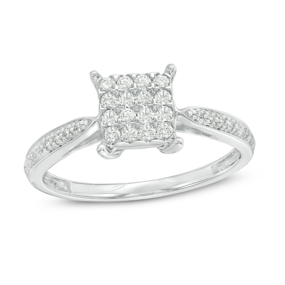 Previously Owned - 1/5 CT. T.w. Square Composite Diamond Promise Ring in 10K White Gold