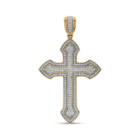 Previously Owned - 1-1/5 CT. T.w. Diamond Gothic-Style Cross Charm in 10K Gold