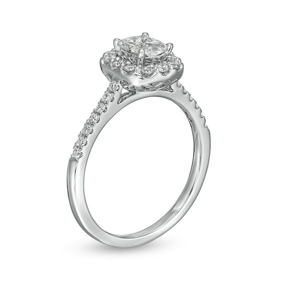 Previously Owned - 3/4 CT. T.w. Composite Cushion-Shaped Diamond Frame Engagement Ring in 10K White Gold