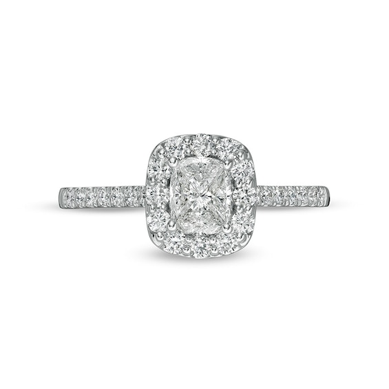 Previously Owned - 3/4 CT. T.w. Composite Cushion-Shaped Diamond Frame Engagement Ring in 10K White Gold