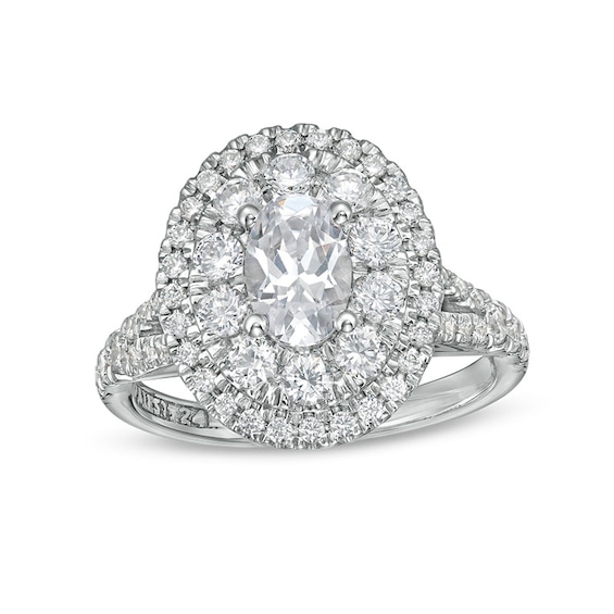 Previously Owned - Zales Private Collection 2 CT. T.w. Oval Diamond Split Shank Engagement Ring in 14K White Gold (F/I1)