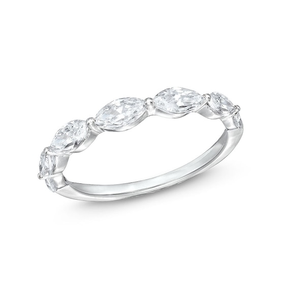 Previously Owned - 1 CT. T.w. Marquise-Cut Diamond Sideways Seven Stone Band in 14K White Gold (I/I2)
