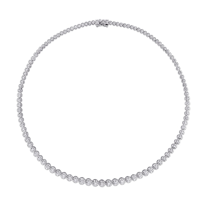 Main Image 3 of Previously Owned - 1 CT. T.W. Diamond Graduated Tennis Necklace in Sterling Silver – 17"