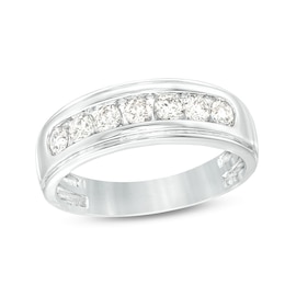 Previously Owned - 3/4 CT. T.W. Diamond Seven Stone Wedding Band in 10K White Gold