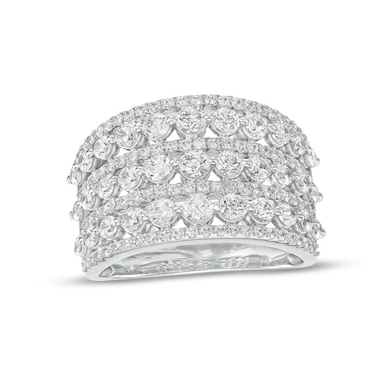 Previously Owned - 2 CT. T.w. Lab-Grown Diamond Multi-Row Ring in 14K White Gold