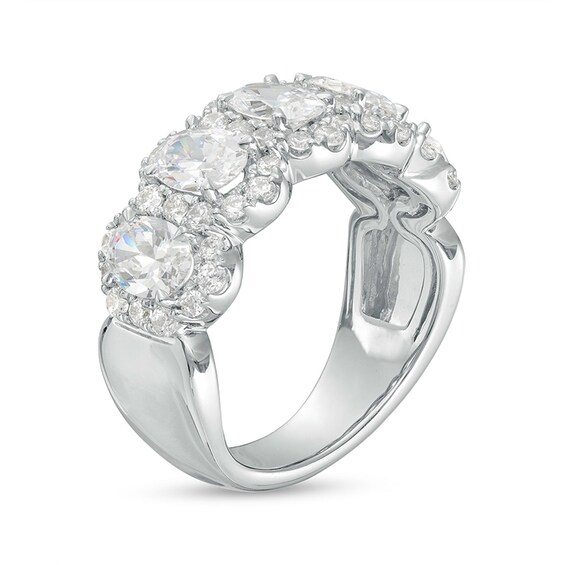 Previously Owned - 3 CT. T.w. Oval Lab-Grown Diamond Frame Five Stone Ring in 14K White Gold (F/Vs2)