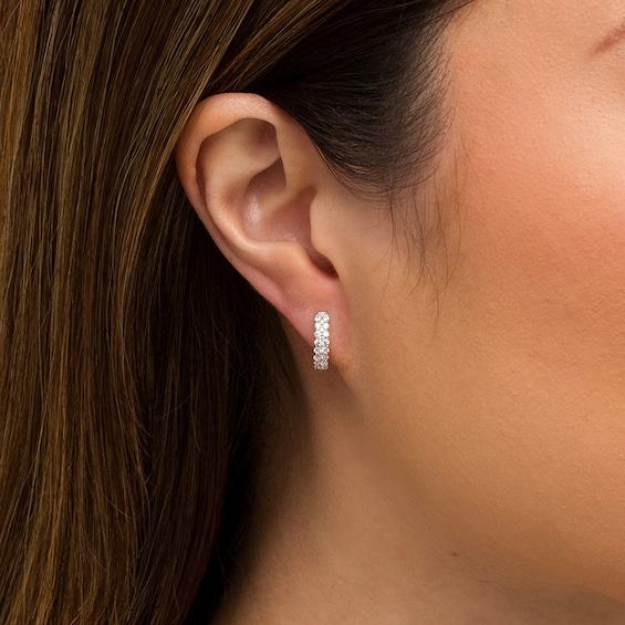 Previously Owned - 1/2 CT. T.w. Lab-Grown Multi-Diamond Hoop Earrings in 14K White Gold (F/Si2)