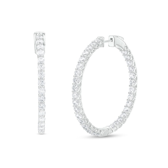 Previously Owned - 2 CT. T.w. Lab-Grown Diamond Inside-Out Hoop Earrings in 14K White Gold (F/Si2)