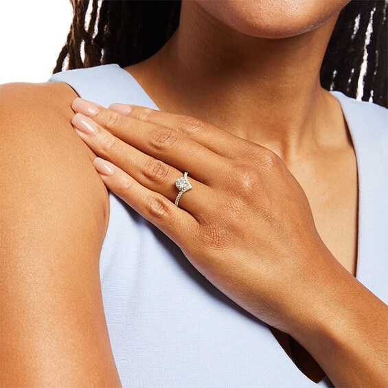 Previously Owned - You're the One™ 1-1/5 CT. T.w. Lab-Grown Diamond Chevron Engagement Ring in 14K Gold (F/Si2)