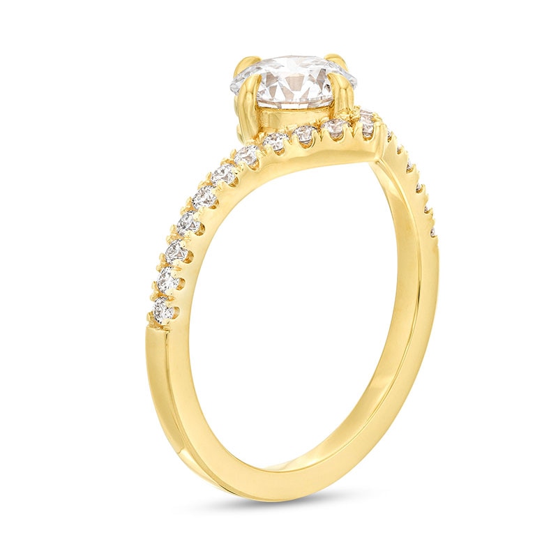 Main Image 4 of Previously Owned - You're the One™ 1-1/5 CT. T.W. Lab-Grown Diamond Chevron Engagement Ring in 14K Gold (F/SI2)