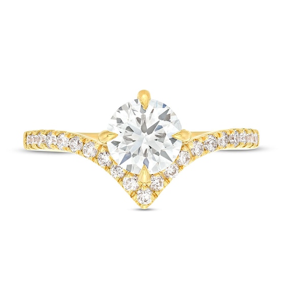 Previously Owned - You're the One™ 1-1/5 CT. T.w. Lab-Grown Diamond Chevron Engagement Ring in 14K Gold (F/Si2)