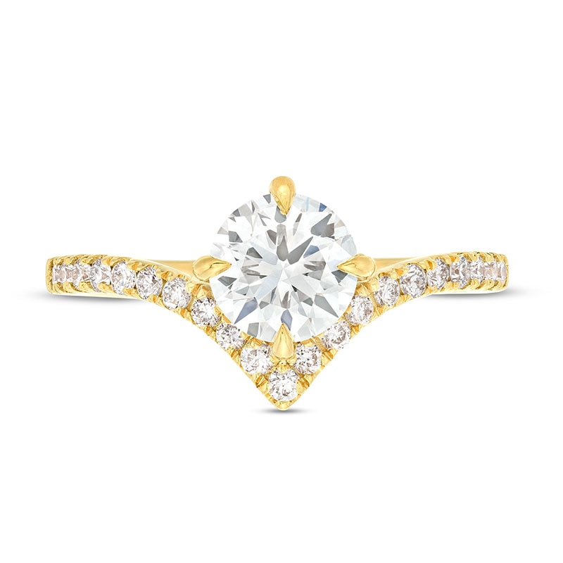 Main Image 5 of Previously Owned - You're the One™ 1-1/5 CT. T.W. Lab-Grown Diamond Chevron Engagement Ring in 14K Gold (F/SI2)