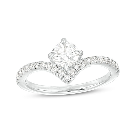 Previously Owned - You're the One™ 3/4 CT. T.w. Lab-Grown Diamond Chevron Engagement Ring in 14K White Gold (F/Si2)