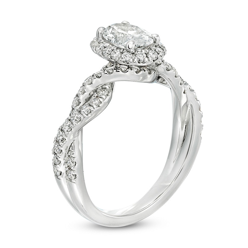 Main Image 3 of Previously Owned - Kleinfeld® x Zales 1-3/4 CT. T.W. Oval Lab-Grown Diamond Frame Twist Engagement Ring in Platinum