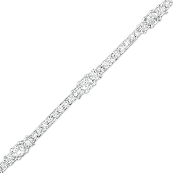 Previously Owned - 3 CT. T.w. Lab-Grown Diamond Alternating Trio Bracelet in 14K White Gold (F/Si2) - 7.0"