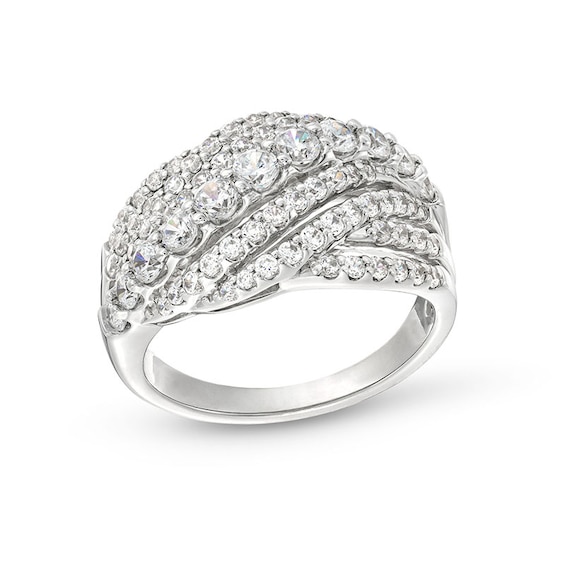Previously Owned - 1-1/2 CT. T.w. Lab-Grown Diamond Rolling Waves Ring in 14K White Gold (F/Si2)