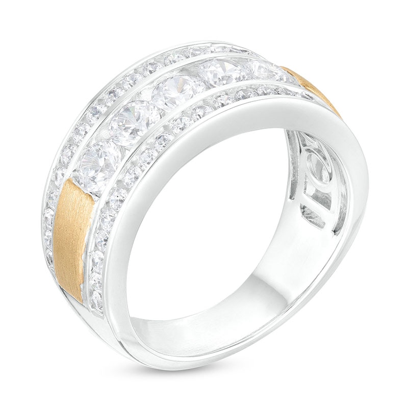 Main Image 3 of Previously Owned - 2 CT. T.W. Lab-Grown Diamond Border Five Stone Wedding Band in 14K Two-Tone Gold (F/VS2)