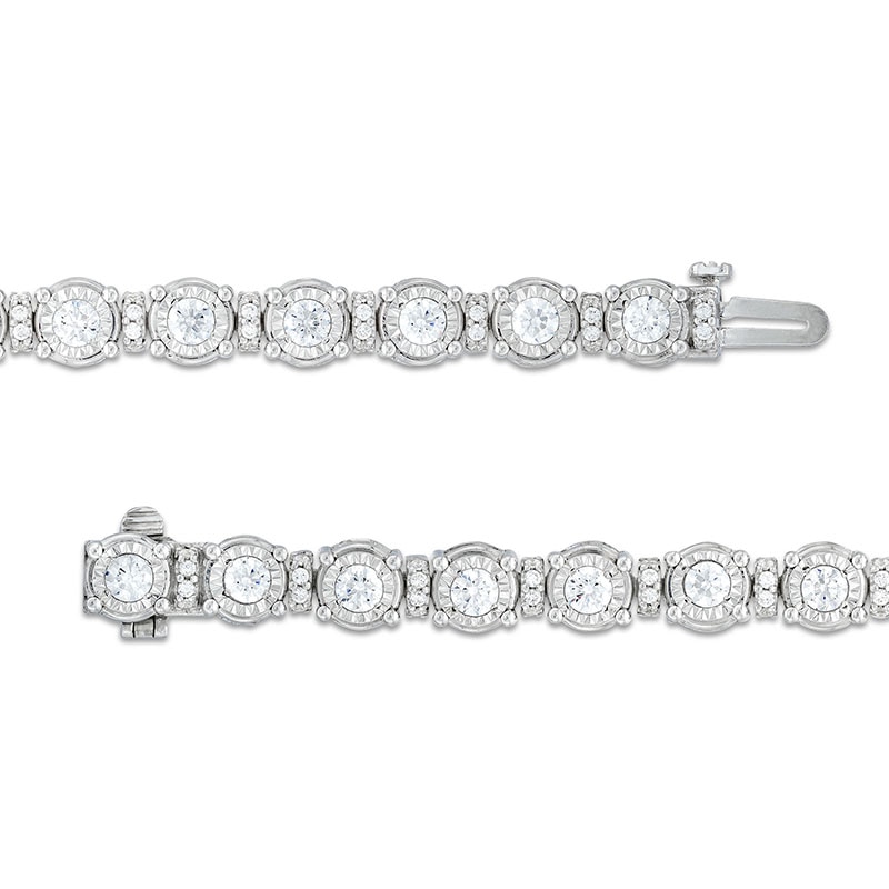 Main Image 2 of Previously Owned - 5 CT. T.W. Lab-Grown Diamond Spacer Line Bracelet in 10K White Gold (I/I1)