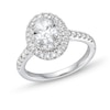 Thumbnail Image 1 of Previously Owned - 1-1/2 CT. T.W. Oval Lab-Grown Diamond Double Frame Engagement Ring in 14K White Gold (F/SI2)