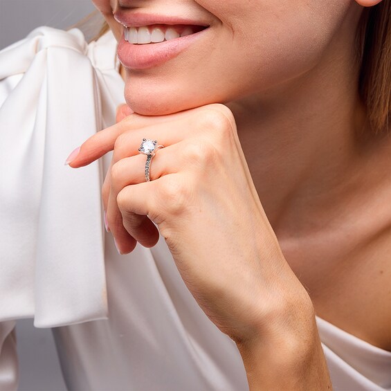 Previously Owned - 2-1/4 CT. T.w. Lab-Grown Diamond Engagement Ring in 14K White Gold (I/Si2)