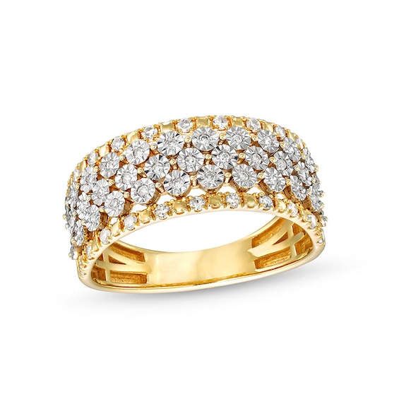 Previously Owned - 1/4 CT. T.w. Diamond Edge Multi-Row Band in 10K Gold