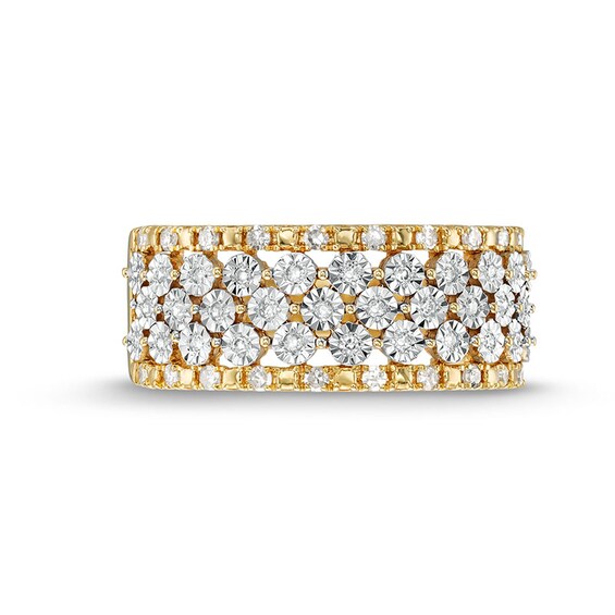 Previously Owned - 1/4 CT. T.w. Diamond Edge Multi-Row Band in 10K Gold