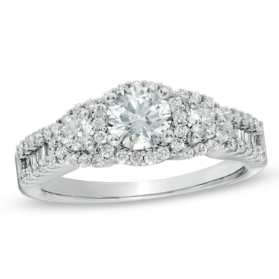 Previously Owned - 1-1/5 CT. T.w. Diamond Past Present Future® Ring in 14K White Gold