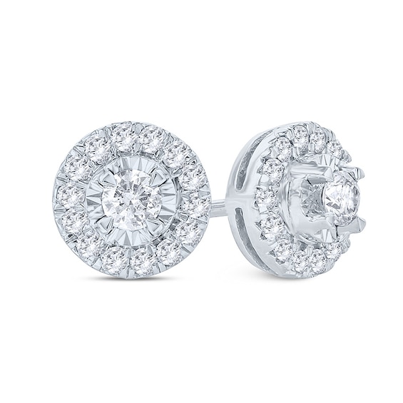 Previously Owned - 1/3 CT. T.w. Diamond Frame Stud Earrings in 10K White Gold