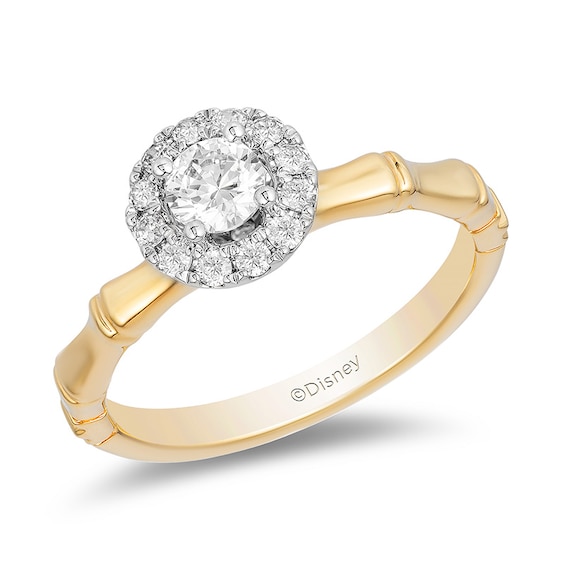 Previously Owned - Enchanted Disney Mulan 1/2 CT. T.w. Diamond Frame Bamboo Engagement Ring in 14K Two-Tone Gold