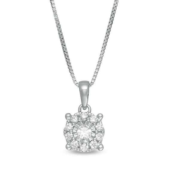 Previously Owned - 1/4 CT. T.w. Diamond Frame Pendant in 10K White Gold