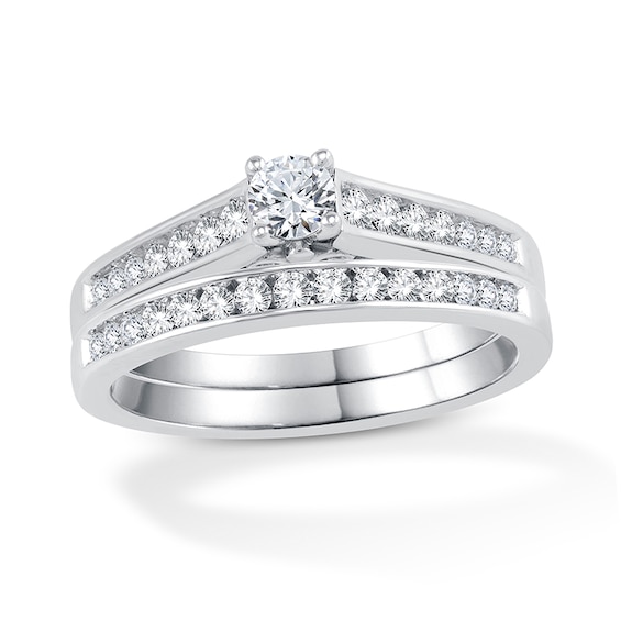 Previously Owned - 5/8 CT. T.w. Diamond Bridal Set in 14K White Gold