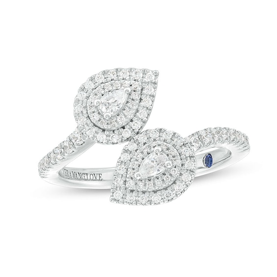 Previously Owned - Vera Wang Love Collection 3/8 CT. T.w. Pear-Shaped Diamond Frame Open Shank Ring in 10K White Gold