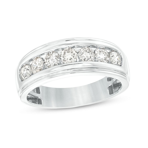 Previously Owned - 1-1/5 CT. T.w. Diamond Seven Stone Wedding Band in 10K White Gold