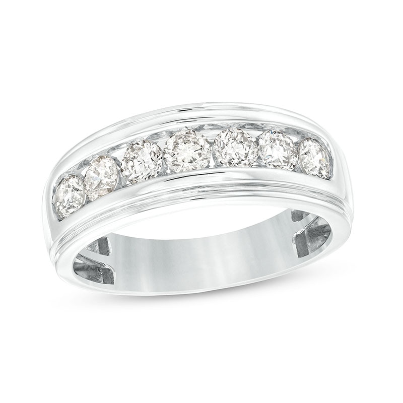 Main Image 1 of Previously Owned - 1-1/5 CT. T.W. Diamond Seven Stone Wedding Band in 10K White Gold
