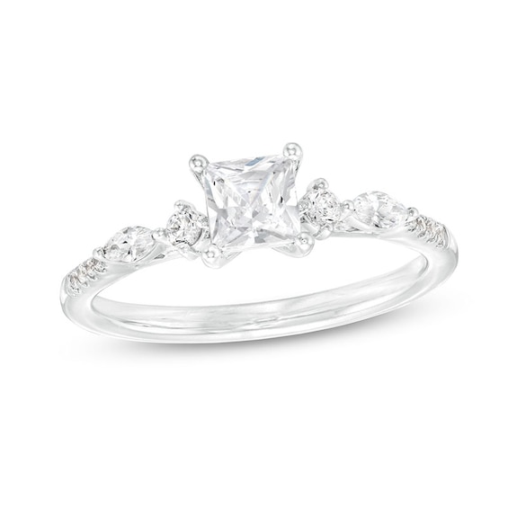 Previously Owned - 3/4 CT. T.w. Princess-Cut Diamond Engagement Ring in 14K White Gold