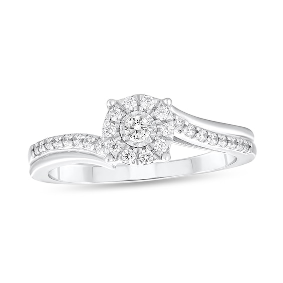 Previously Owned - 1/4 CT. T.w. Diamond Frame Bypass Engagement Ring in 10K White Gold (I/I3)