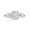 Thumbnail Image 4 of Previously Owned - 1/4 CT. T.W. Diamond Cushion Frame Past Present Future® Engagement Ring in 10K White Gold