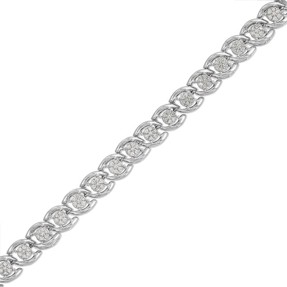 Previously Owned - 1 CT. T.w. Multi-Diamond Cascading Line Bracelet in Sterling Silver - 7.25"